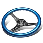 Nrg ST-015BK-BL 350MM 2"DEEP Dish Aluminum Spoke Blue Wood Grip Steering Wheel. Fixed Price $160.00.