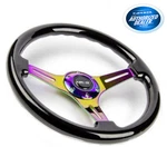 Nrg Steering Wheel Black Classic Wood Grain 3 Spoke Neochrome Center ST-015MC-BK. Fixed Price $145.00.