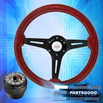 Metallic Red Wood Black Deep Dish Steering Wheel + Hub Adapter For 92-96 Prelude. Fixed Price $46.99.