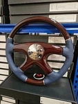 Raptor 15" Navy Leather Dark Wood Steering Wheel. Fixed Price $169.50.