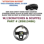 2025 Chevy Tahoe High Country Steering Wheel W/heat Black 85813486. Fixed Price $250.00.