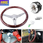 15" Slotted 3 Spokes Steering Wheel Wood Riveted Grip With Quick Release Adapter. Fixed Price $109.99.