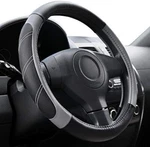 Elantrip Leather Large Steering Wheel Cover 15 1/2 - 16 Inch, Black And Gray. Fixed Price $15.98.