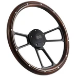 14" Mahogany Wood Black Billet Steering Wheel With Ss Horn. Fixed Price $199.88.