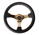 Nrg Reinforced 350MM Black Leather & Red Ball Stitch Steering Wheel With Gold. Fixed Price $198.00.