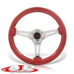 Red Wood Silver Steel Deep Dish Universal Vip Jdm Sport 14" 350MM Steering Wheel. Fixed Price $65.00.