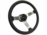 Black Leather Steering Wheel Stainless Steel Kit Compatible With 1976-95 Jeep. Fixed Price $254.99.