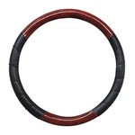 Pu Black & Wooden Look Ribbed Perforated Steering Wheel Cover 14.5"-15" By Cpr. Fixed Price $18.07.