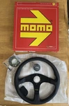 Momo Tuner Black 35 Steering Wheel Leather With Red Stitching. Fixed Price $275.00.