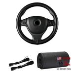 Kewucn Genuine Leather Steering Wheel Cover, 15" Inches Full Hole Black. Fixed Price $21.05.