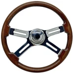 18" Solid Wood Truck Steering Whee Silver Chromed 4-SPOKE 3 Bolts Freightliner. Fixed Price $99.99.