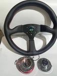 Spoon Sports Style 350MM Steering Wheel With Quick Release Kit Full Set Fits Jdm. Fixed Price $240.00.
