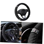 Bling Car Steering Wheel Cover, 15 Inch Rhinestones Soft Leather Elastic Black. Fixed Price $15.50.