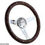 14" Slotted Chrome Licensed Chevy Ss Steering Wheel Dark Wood Riveted 6 Hole. Fixed Price $190.00.