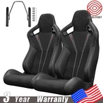 2X Universal Bucket Racing Seat Gray Stitch Adjustable Reclinable W/ Dual-slider. Fixed Price $399.00.