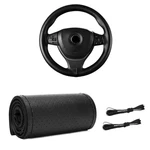 Genuine Leather Steering Wheel Cover, Stitch On Wrap For With Pore Black. Fixed Price $19.69.