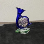 Murano Blue Art Glass French Horn Sculpture Small Music Figurine Table Decor. Fixed Price $90.00.