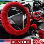 3PCS Wool Fur Car Steering Wheel Cover With Handbrake & Gear Shift. Fixed Price $15.88.