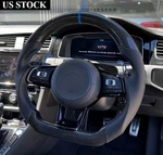 Carbon Fiber Steering Wheel Flat Bottom For Vw MK7 Gti/r Golf Jetta W/blue Line. Fixed Price $279.00.
