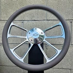 14" Billet Spoke Steering Wheel W/ Grey Vinyl Wrap And Licensed Chevy Horn. Fixed Price $175.99.