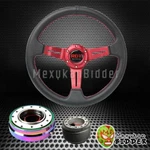 Red Deep Dish Steering Wheel + Neo Chrome Quick Release For Honda Civic 92-95. Fixed Price $74.05.