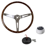 Steering Wheel Kit Wood Grain 14 3-BOLT Slotted 3-SPOKE Mustang 68-73. Fixed Price $229.99.