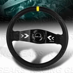 350MM Nrg RST-022R-Y 6-HOLE Black Leather Arrow Cut Out 2-SPOKE Steering Wheel. Fixed Price $160.00.