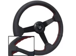 14" Black Solid Perforated Leather Red Stitch 6-HOLE Steering Wheel W/ Horn. Fixed Price $169.99.