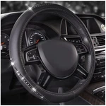 Black Leather Steering Wheel Cover With Bling Diamond Rhinestones Universal Fit. Fixed Price $23.71.