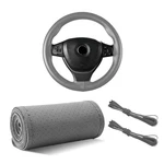 Yourkar Leather Steering Wheel Cover, 15" Breathable Perforated Design Gray. Fixed Price $15.37.