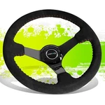 Nrg RST-036BK-S 350MM 3"DEEP Suede Grip Red Stitch Steering Wheel W/horn Button. Fixed Price $180.00.