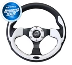 New Nrg Pilota Steering Wheel 320MM Black Leather Accent White Inserts RST-001WT. Fixed Price $134.00.