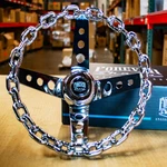 11" Chrome Chain Steering Wheel Old School W/ Horn Button -3 Hole. Fixed Price $111.90.