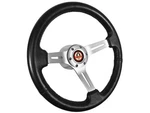 1968-78 Ford Mustang GT500 14" Black Leather Steering Wheel Kit Brushed Aluminum. Fixed Price $269.99.