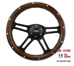 14" Billet Black Aluminum Steering Wheel W/real Mahogany Wood Rivet Half Wrap. Fixed Price $232.78.