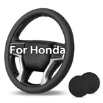 Leather Car Steering Wheel Cover With 2 Coasters For Honda Accord Cr-z Cr-v. Fixed Price $27.99.