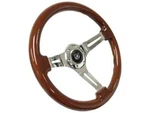 14" Chrome 6 Hole Slotted Mahogany Wood Grip Steering Wheel W/ Horn Button. Fixed Price $164.99.