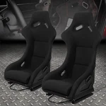 Pair Of Universal Black Fabric Fixed Position Racing Bucket Seat+slider+brackets. Fixed Price $383.88.