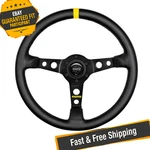 Momo R1905/35L 3-SPOKE MOD.07 Series Black Leather Steering Wheel. Fixed Price $279.00.