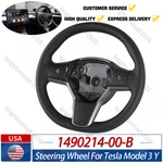 New Driver Heated Leather Steering Wheel Black 1490214-00-B For Tesla Model 3 Y. Fixed Price $195.50.
