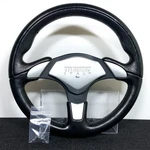Momo X-avion Steering Wheel 35.5CM Black Leather Silver Center Pad Horn Button. Fixed Price $254.84.