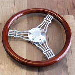 14" 3 Spoke Chrome Banjo Wood Steering Wheel, 6 Hole Hot Rod Ford Chevy Truck. Fixed Price $158.26.