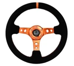 New Nrg Deep Dish Steering Wheel Black Suede Orange Center Mark RST-006S-OR. Fixed Price $134.00.