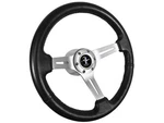 1965-1967 Mustang 14" Black Leather Steering Wheel Kit, Pony Emblem. Fixed Price $269.99.