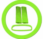 Steering Wheel Cover, Seat Belt Covers & Rear View Mirror Lime Green. Fixed Price $19.99.