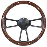 Ford Mustang 14" Mahogany & Black Billet Steering Wheel, Full Kit 1965 - 1983. Fixed Price $239.73.