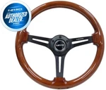 New Nrg Steering Wheel Brown Wood Grain Black Spokes 350MM 3" Deep RST-018BR-BK. Fixed Price $198.00.