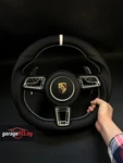 Porsche Leather Steering Wheel Flat Bottom Upgrade Non Heated Carbon Paddles. Fixed Price $1699.00.