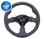New Nrg Reinforced Steering Wheel 320MM Leather Red Stitch Dual Button RST-007R. Fixed Price $147.40.