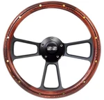 14" Dark Mahogany Wood Steering Wheel W/ Black "ss" Horn For Chevy Car Or.... Fixed Price $188.93.